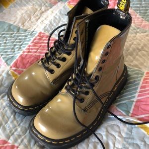 Khaki patent leather Doc Martens girls size 4